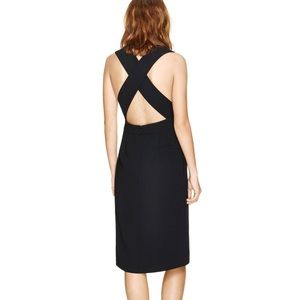 Aritzia Alex Dress, Black, Fully-Lined, Criss Cross Back, Front Slit, Size 6